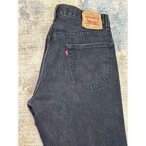 Vintage Y2K Levi's 505 Regular Fit Black Jeans 36x32 Grunge Faded
